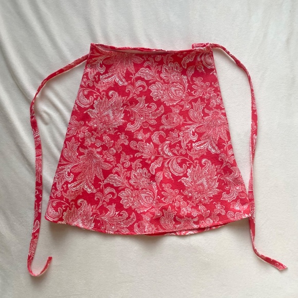 pink floral white wrap skirt bow tie - Picture 7 of 7